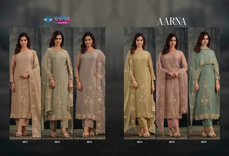 Aarna By Vipul Salsa Zari Chiffon Beads Work Salwar Suits